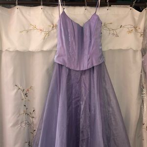 Long purple prom dress with corset back.